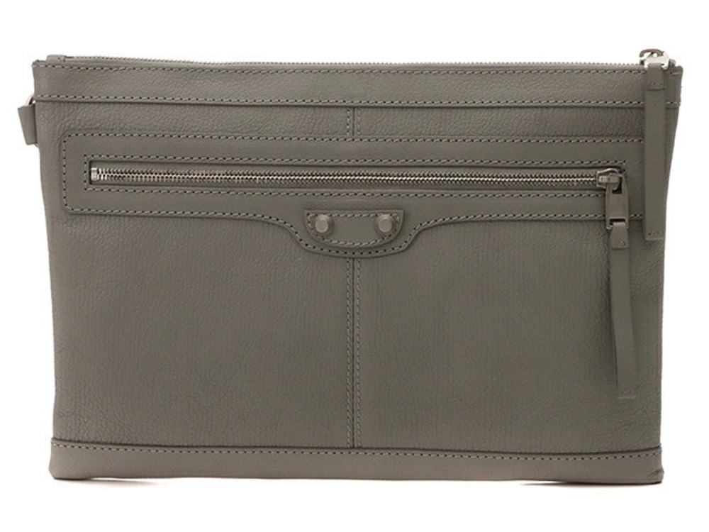 Balenciaga Bag Clip Clutch Gray Leather